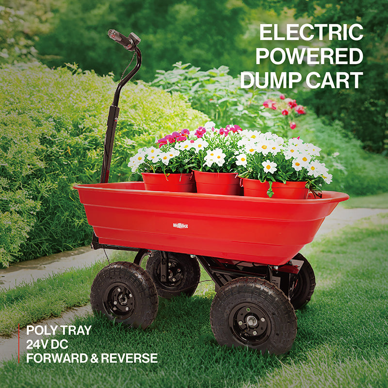 Four-wheeled electric cart 24V 180W lead-acid battery 264 lbs Electric wheelbarrow 75L electric garden cart