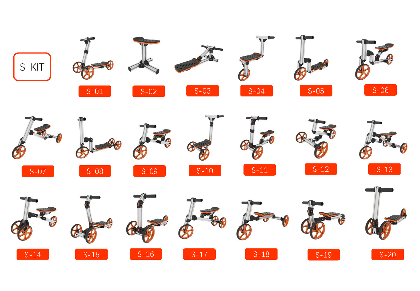 20 in 1 Kids Balance Bike No Pedals Toys for 1 to 4 Year Old Engineering Building Kit Kids Sit/Stand Scooter (Not Electric)