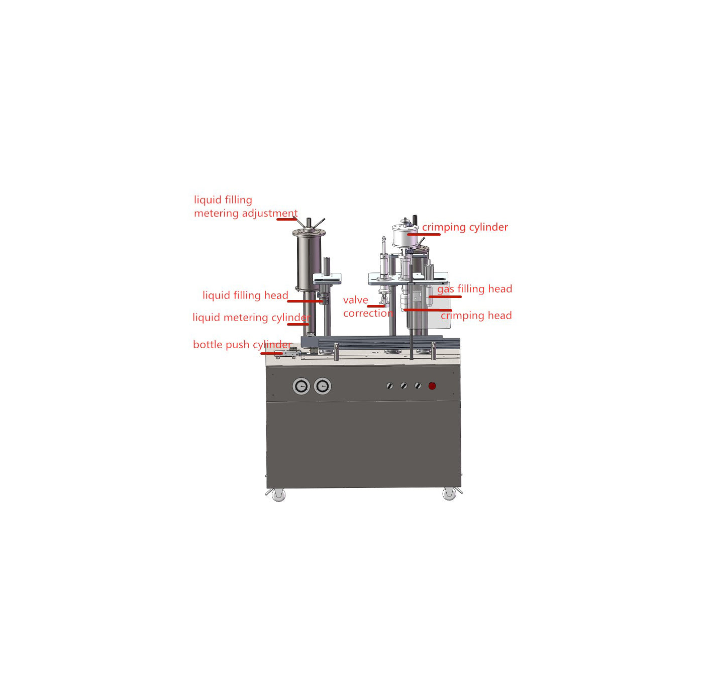 AF-1600A 4 in 1 Semi automatic aerosol filling machine for automotive beauty and maintenance products, air fresheners, insecticides, disinfectants, fire extinguishers, etc.