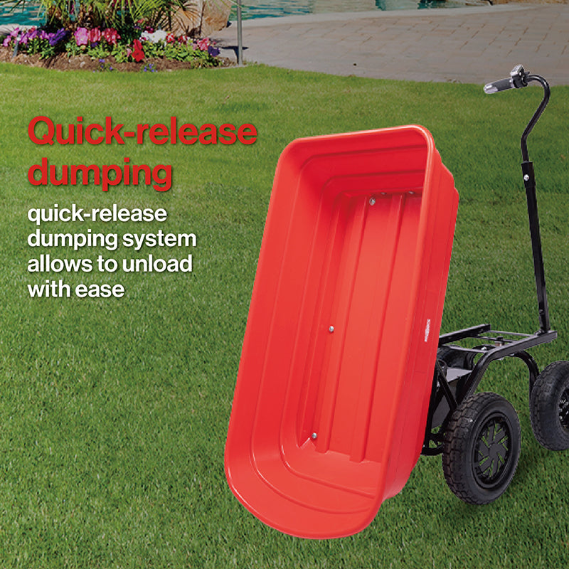 Four-wheeled electric cart 24V 180W lead-acid battery 264 lbs Electric wheelbarrow 75L electric garden cart