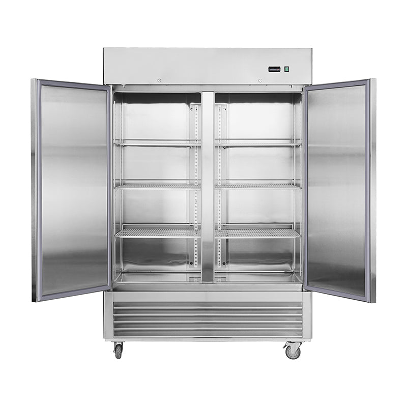 Commercial 54"W Commercial Refrigerator 2 Section 2 Solid Door Stainless Steel Reach-in Refrigerator 42.2 Cu.ft.