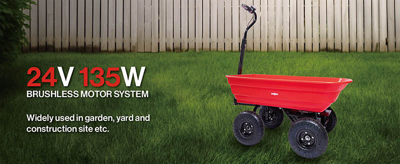 Four-wheeled electric cart 24V 180W lead-acid battery 264 lbs Electric wheelbarrow 75L electric garden cart