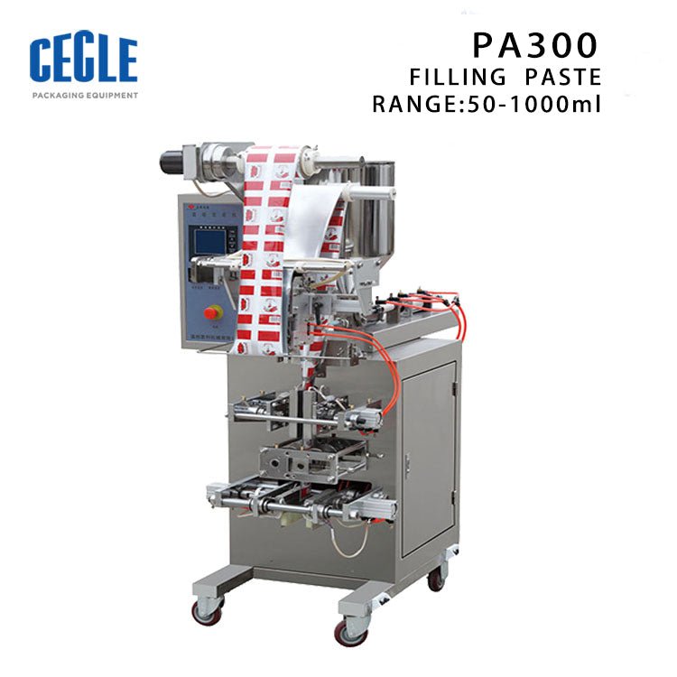Automatic paste pouch packing machine for ketchup/mustard/salad sauce, sachet filling and sealing machine, VFFS machine