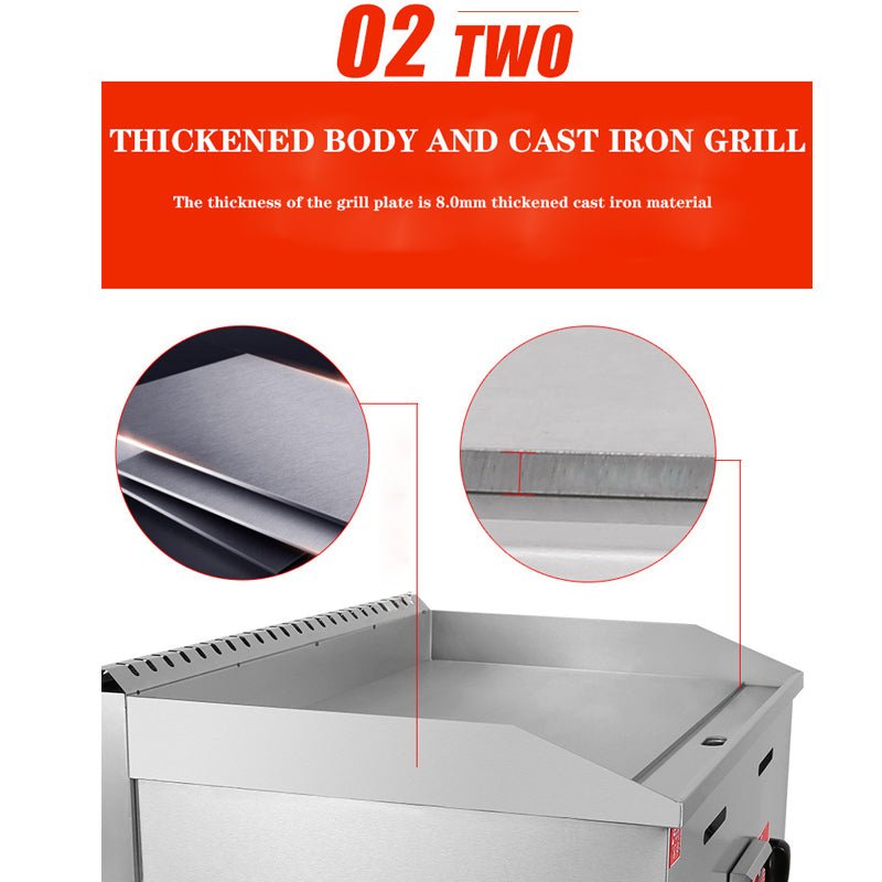 Commercial gas griddle stainless steel iron plate frying burger frying pan gas - CECLE Machine
