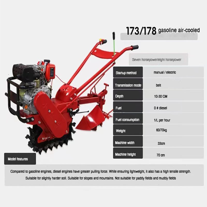 Mini Crawler Rotary Tiller Multifunctional Chain Track Micro Cultivator Machine Gasoline Diesel Small Power Farm Tiller