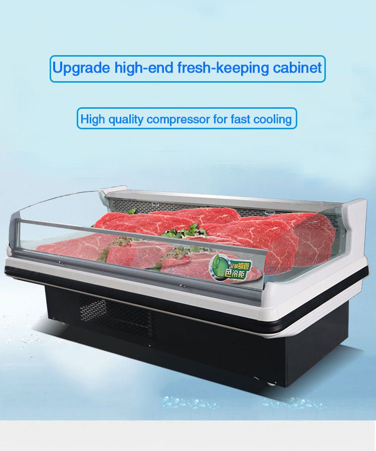 Supermarket refrigerated display case material isstainless steel refrigerator freezer showcase glass top freezer for sale
