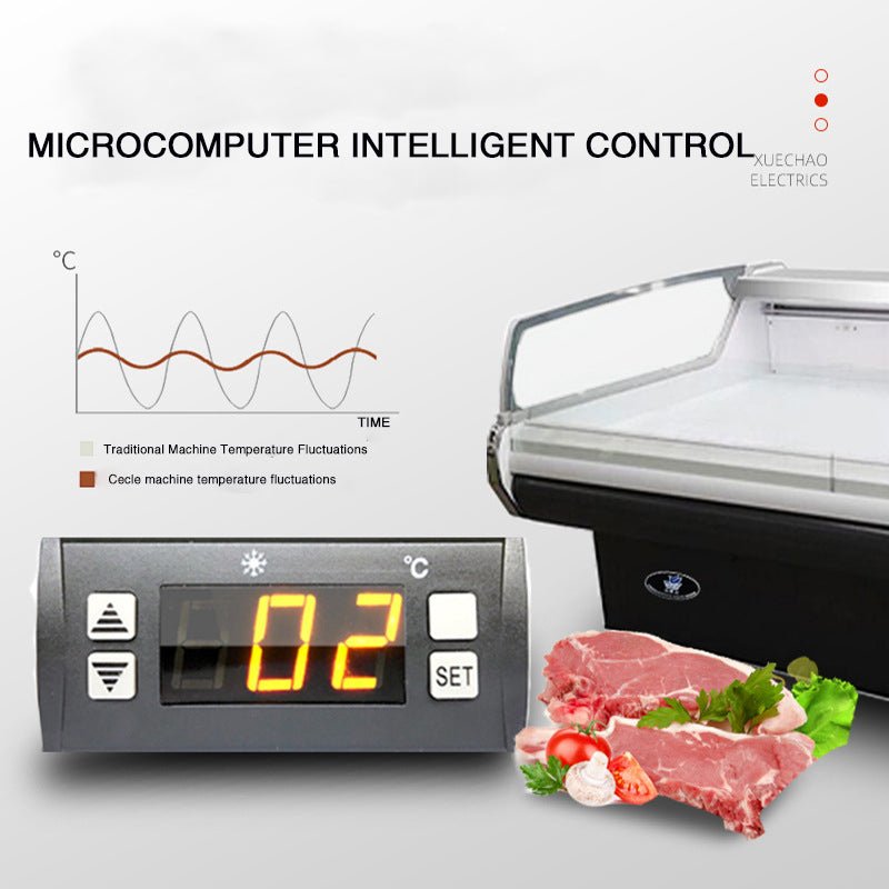 Supermarket refrigerated display case material isstainless steel refrigerator freezer showcase glass top freezer for sale