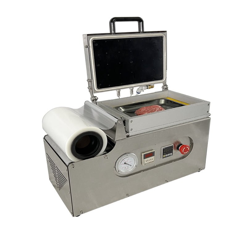 Vacuum skin packaging machine, Desktop skin packaging machine for food, skin pack tray sealer for steak/seafood/meals