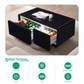 Modern Smart Coffee Table with Built-in Fridge, Bluetooth Speaker, Wireless Charging, Touch Control Panel, USB Interface, Outlet Protection, Atmosphere light, Black 