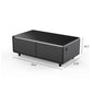 Modern Smart Coffee Table with Built-in Fridge, Bluetooth Speaker, Wireless Charging Module, Touch Control Panel, Power Socket, USB Interface, Outlet Protection, Atmosphere light, Black 