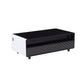 Modern Smart Coffee Table with Built-in Fridge, Bluetooth Speaker, Wireless Charging Module, Touch Control Panel, Power Socket, USB Interface, Outlet Protection, Atmosphere light, White 