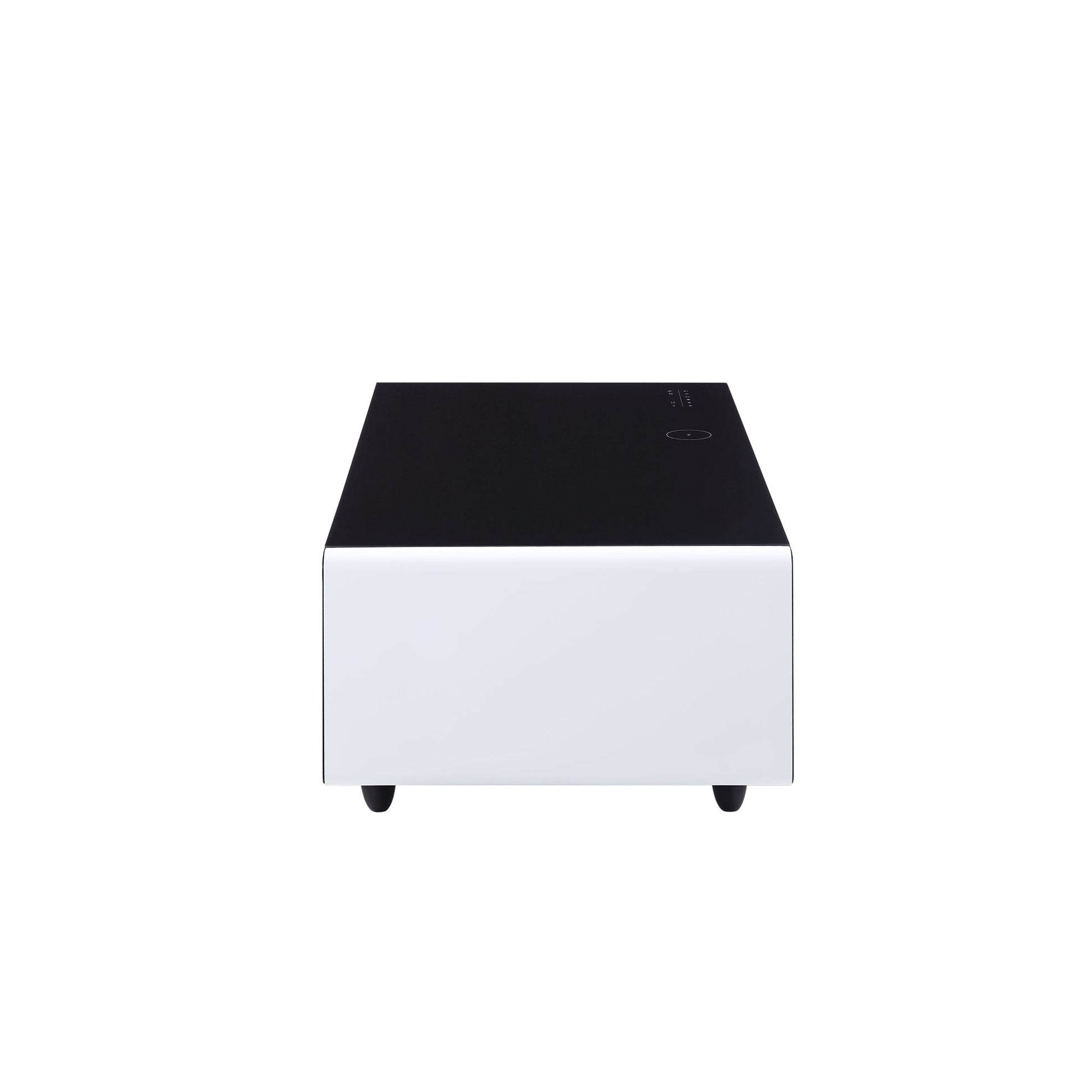 Modern Smart Coffee Table with Built-in Fridge, Bluetooth Speaker, Wireless Charging Module, Touch Control Panel, Power Socket, USB Interface, Outlet Protection, Atmosphere light, White 