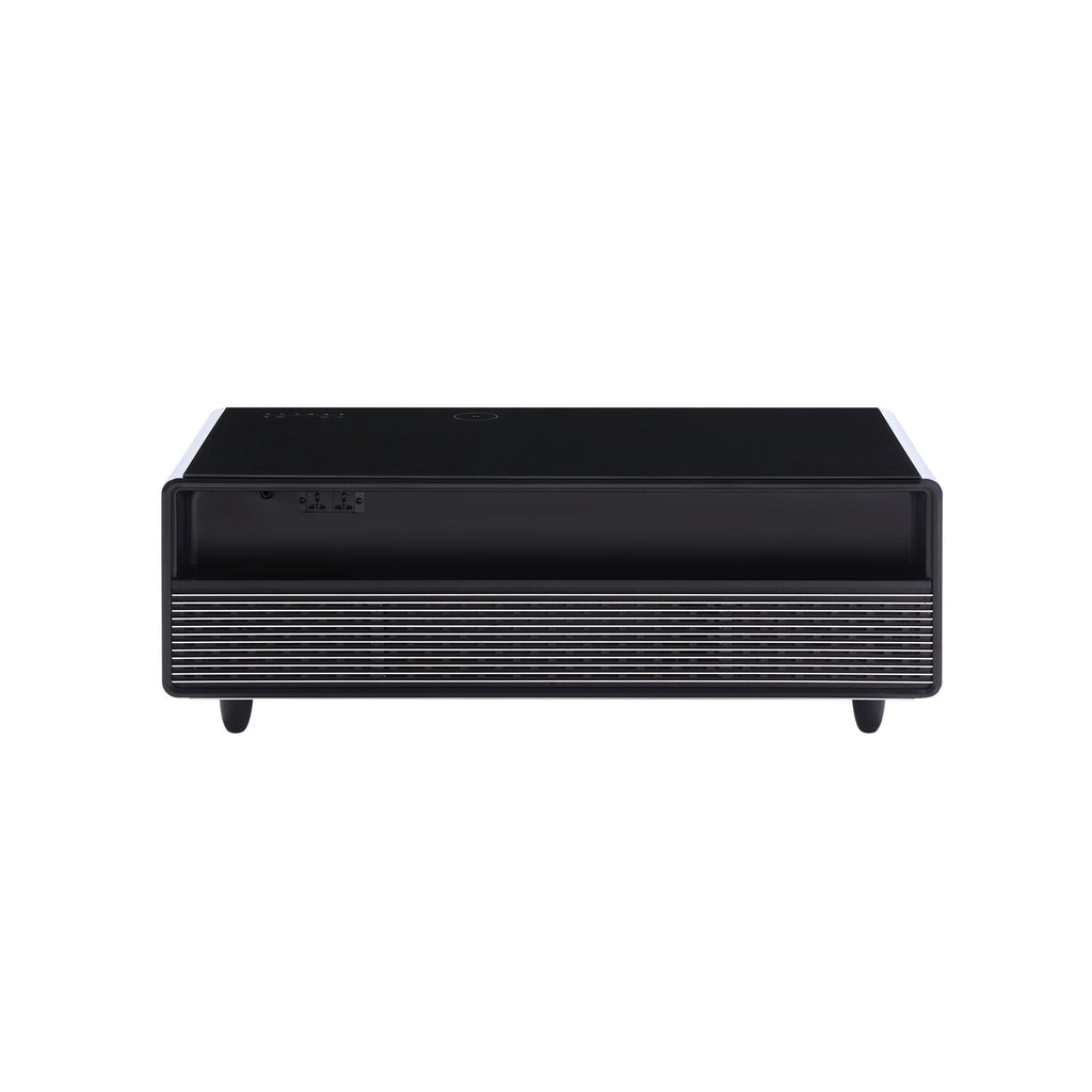 Modern Smart Coffee Table with Built-in Fridge, Bluetooth Speaker, Wireless Charging Module, Touch Control Panel, Power Socket, USB Interface, Outlet Protection, Atmosphere light, White 