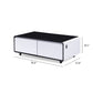 Modern Smart Coffee Table with Built-in Fridge, Bluetooth Speaker, Wireless Charging Module, Touch Control Panel, Power Socket, USB Interface, Outlet Protection, Atmosphere light, White 