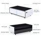 Modern Smart Coffee Table with Built-in Fridge, Bluetooth Speaker, Wireless Charging Module, Touch Control Panel, Power Socket, USB Interface, Outlet Protection, Atmosphere light, White 