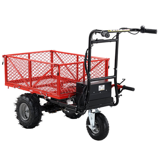 Wheelbarrow Utility Cart Electric Powered Cart 48V28Ah 500W Capacity 500lbs Material Hauler 1000lbs Towing