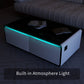 Modern Smart Coffee Table with Built-in Fridge, Bluetooth Speaker, Wireless Charging Module, Touch Control Panel, Power Socket, USB Interface, Outlet Protection, Atmosphere light, White 