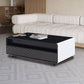 Modern Smart Coffee Table with Built-in Fridge, Bluetooth Speaker, Wireless Charging Module, Touch Control Panel, Power Socket, USB Interface, Outlet Protection, Atmosphere light, White 