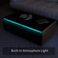 Modern Smart Coffee Table with Built-in Fridge, Bluetooth Speaker, Wireless Charging Module, Touch Control Panel, Power Socket, USB Interface, Outlet Protection, Atmosphere light, and More, Brown 