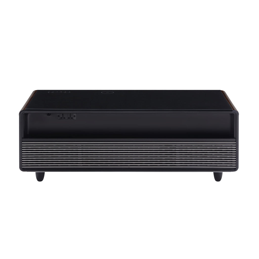 Modern Smart Coffee Table with Built-in Fridge, Bluetooth Speaker, Wireless Charging Module, Touch Control Panel, Power Socket, USB Interface, Outlet Protection, Atmosphere light, and More, Brown 