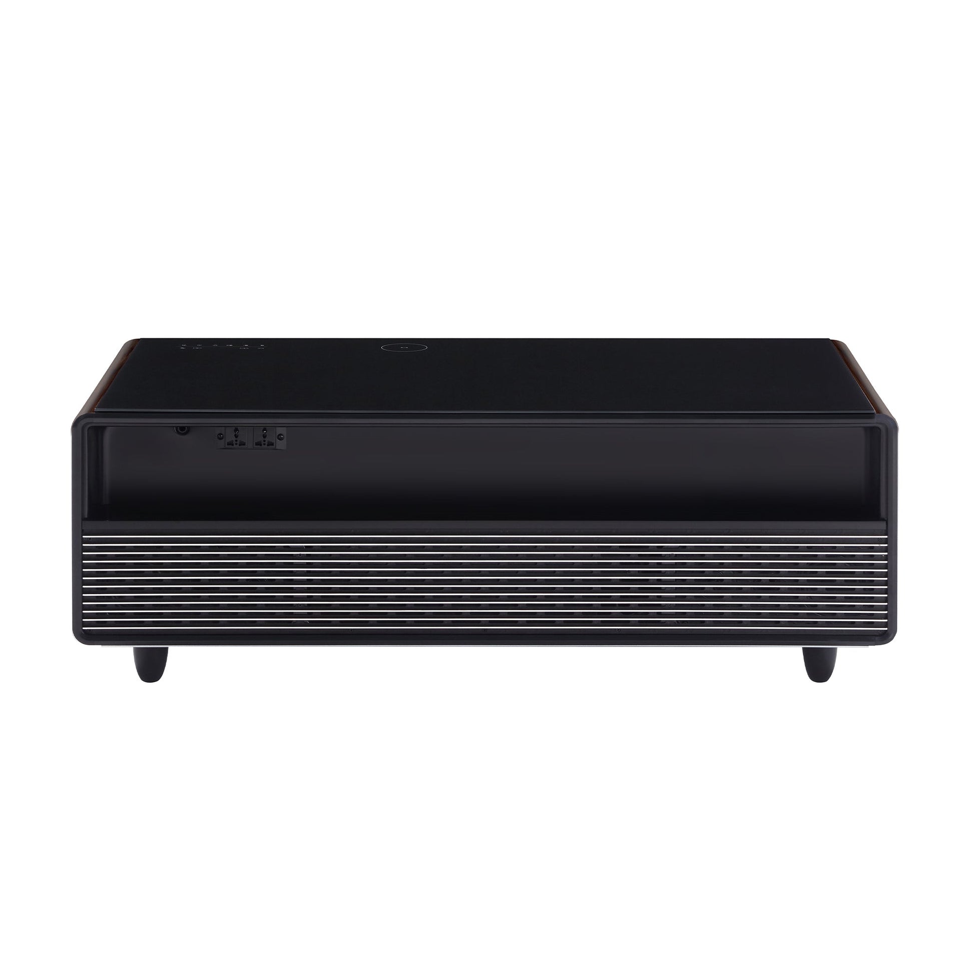 Modern Smart Coffee Table with Built-in Fridge, Bluetooth Speaker, Wireless Charging Module, Touch Control Panel, Power Socket, USB Interface, Outlet Protection, Atmosphere light, and More, Brown 