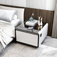 Modern Smart Side Table with Built-in Fridge, Wireless Charging, Temperature Control, Power Socket, USB Ports, Outlet Protection, Induction Light, White 
