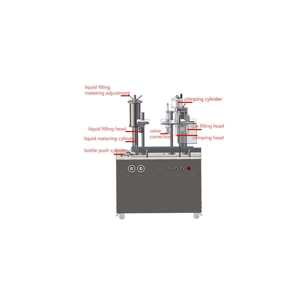 AF-1600A 4 in 1 Semi automatic aerosol filling machine for automotive beauty and maintenance products, air fresheners, insecticides, disinfectants, fire extinguishers, etc.