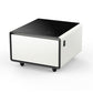 Modern Smart Side Table with Built-in Fridge, Wireless Charging, Temperature Control, Power Socket, USB Ports, Outlet Protection, Induction Light, White 