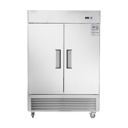 Commercial 54"W Commercial Refrigerator 2 Section 2 Solid Door Stainless Steel Reach-in Refrigerator 42.2 Cu.ft.
