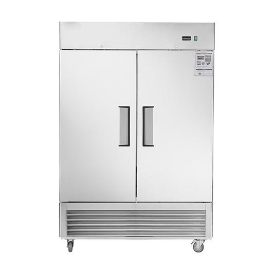 Commercial 54"W Commercial Refrigerator 2 Section 2 Solid Door Stainless Steel Reach-in Refrigerator 42.2 Cu.ft.