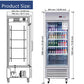 Commercial Refrigerator Single Glass Door Stainless Steel 27"W 18.68 Cu.ft. Reach-in Merchandising Refrigerator