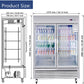 Commercial Refrigerator 2 Section 2 Glass Door Stainless Steel Display Refrigerator 42.2 Cu.ft. Reach-in Merchandising Refrigerator