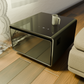 Modern Smart Side Table with Built-in Fridge, Wireless Charging, Temperature Control, Power Socket, USB Ports, Outlet Protection, Induction Light, Black 