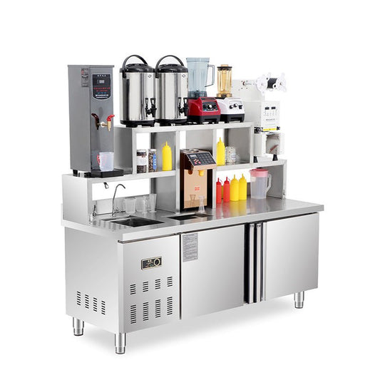 Bubble tea bar milk tea bar counter with refrigeration and boba bar equipment - CECLE Machine