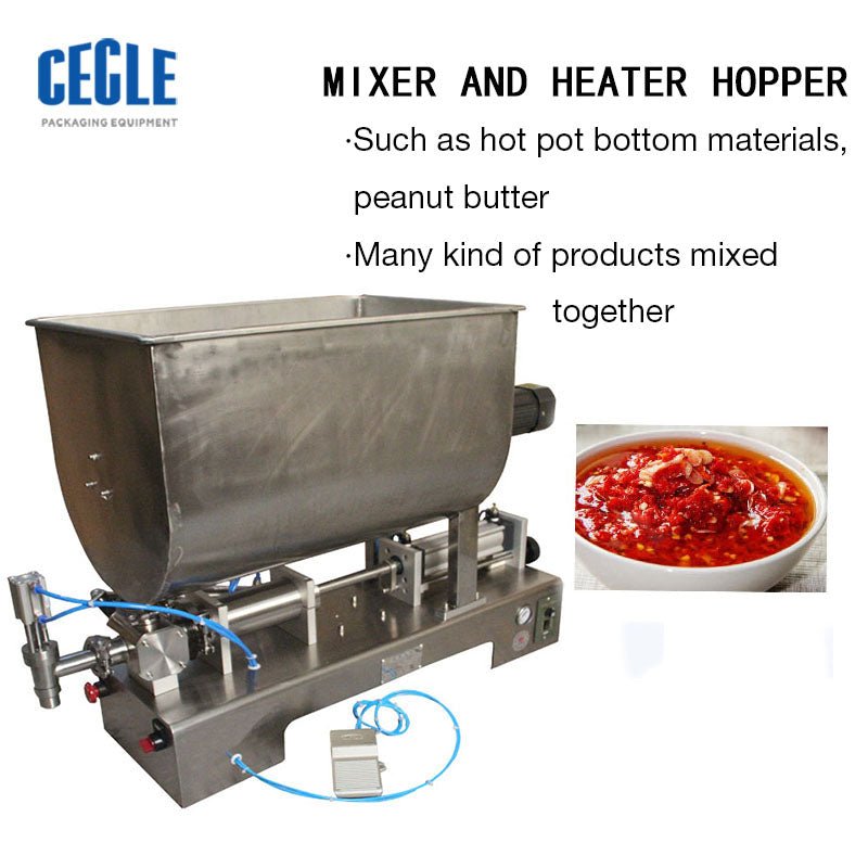 FF6B hotpot seasoning, chili sauce, nut butter, grain paste filling machine, cream bottle filling machine with mixer hopper