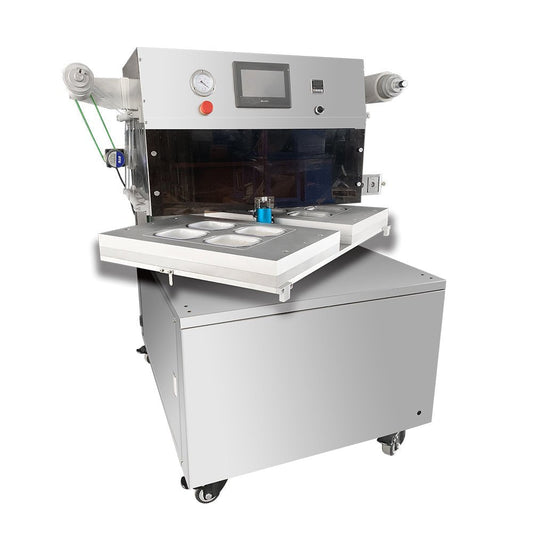 Rotary Type MAP Tray Sealer, Modified Atmosphere Packaging Machine , Vacuum Tray Sealing Machine With Gas Flushing