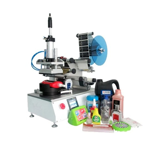 Semi-auto flat rolling bottle labeling machine , PET square bottle label applicator - CECLE Machine