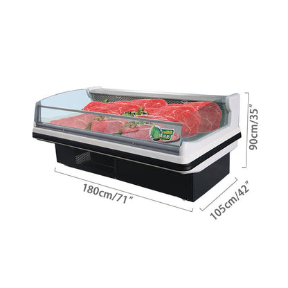 Supermarket refrigerated display case material isstainless steel refrigerator freezer showcase glass top freezer for sale