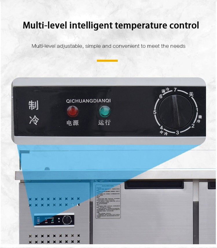 Three-level ladder type freezer stainless steel material with glass sliding door type upper refrigeration and lower freezing